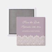 Paarse Cream Lace Save the Date Magnet (Voorkant / Achterkant)