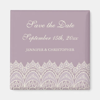 Paarse Cream Lace Save the Date Magnet