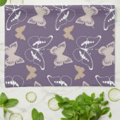 Paarse Cream Vlucht van Vlinders Theedoek (Gevouwen)