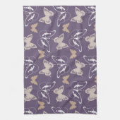 Paarse Cream Vlucht van Vlinders Theedoek (Verticaal)