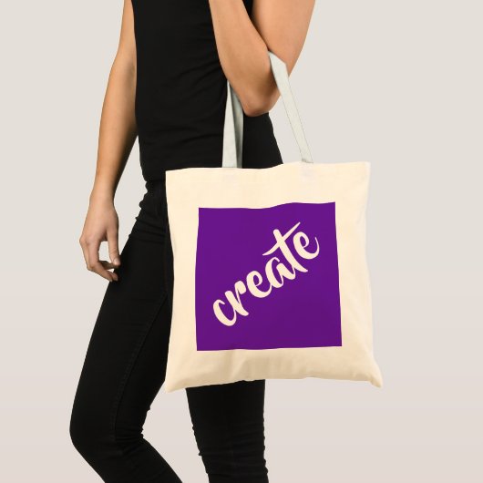 Paarse "Creëer" Canvas tas (Voorkant (product))