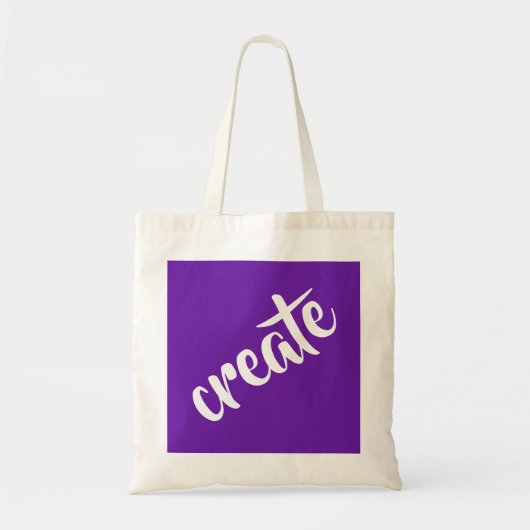 Paarse "Creëer" Canvas tas (Voorkant)