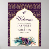 Paarse Crème Anand Karaj Bruiloft Welkomstbord Poster (Voorkant)
