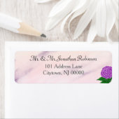 Paarse Crème Bloemen Waterverf Etiket (Insitu)