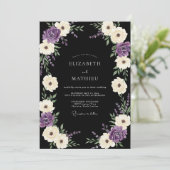 Paarse Crème Botanische Whimsy Bruiloft Kaart (Staand voorkant)