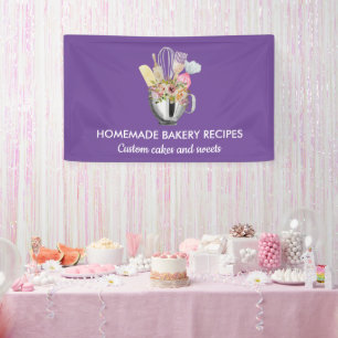 Paarse Crème Elegante Minimaal Banketbakkerij geba Spandoek