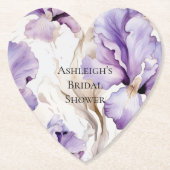 Paarse Crème Iris Bloemrijke Bruids-Shower   Kartonnen Onderzetters (Voorkant)