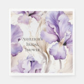 Paarse Crème Iris Floral Vrijgezellenfeest Servet (Voorkant)