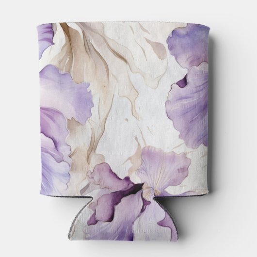 Paarse Crème Iris Flowers Blikjeskoeler (Achterkant)