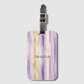 Paarse Crème Iris Strepen   Bagagelabel (Voorkant (verticaal))