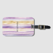 Paarse Crème Iris Strepen   Bagagelabel (Voorkant (horizontaal))