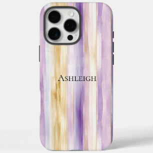 Paarse Crème Iris Strepen   iPhone 16 Pro Max Hoesje