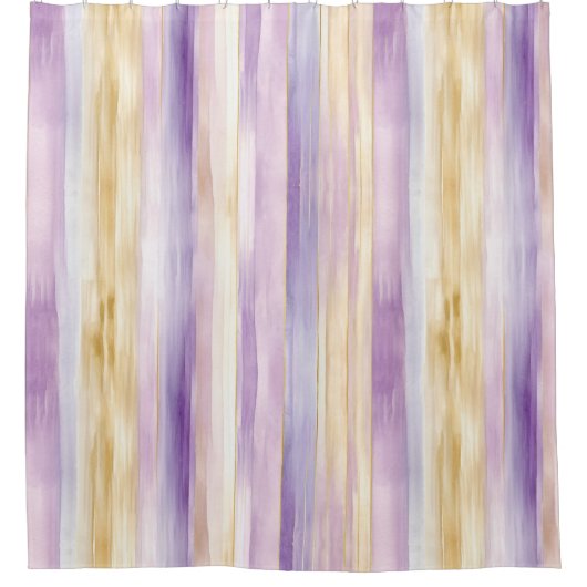 Paarse Crème Iris Strepen   Douchegordijn (Voorkant)