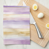 Paarse Crème Iris Strepen   Theedoek (Quarter Fold)