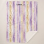 Paarse Crème Iris Stripes Sherpa Deken (Voorkant)