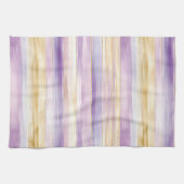 Paarse Crème Iris Stripes Theedoek (Horizontaal)