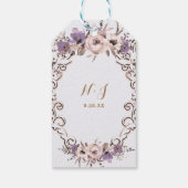 Paarse crème legant botanische Floral Weddenschap Cadeaulabel (Achterkant)