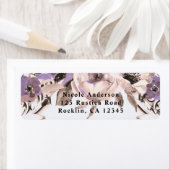 Paarse crème legant botanische Floral Weddenschap Etiket (Insitu)