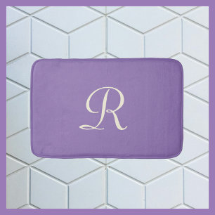 Paarse & Crème Monogrammed Pluche Badmat