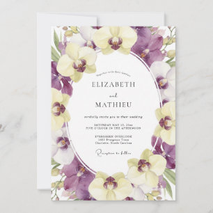 Paarse Crème Orchideeën Bruiloft Kaart