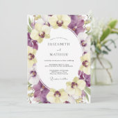 Paarse Crème Orchideeën Bruiloft Kaart (Staand voorkant)