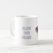 Paarse Crème Roze Vlinder Koffiemok (Voorkant links)