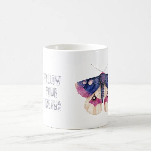 Paarse Crème Roze Vlinder Koffiemok (Center)