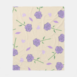 Paarse Crème Tropische Bloemen Botanisch Fleece Deken