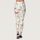 Paarse Crème Vlinders Bloemig Leggings (Achterkant)