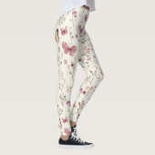 Paarse Crème Vlinders Bloemig Leggings (Rechts)