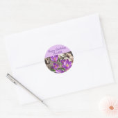 Paarse Crocus Birthday Ronde Sticker (Envelop)