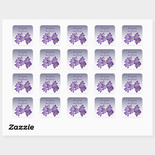 Paarse Crocus Bookplaat Vierkante Sticker (Vel)