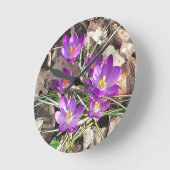 Paarse Crocus Clock Ronde Klok (Hoek)