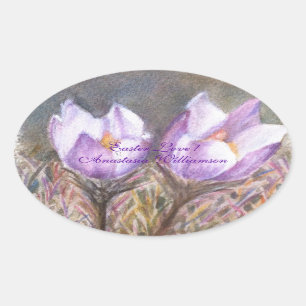 PAARSE CROCUS DIE EENVOUDIGER LOPEN ... OVALE STICKER
