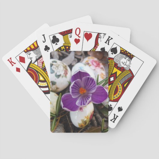 Paarse crocus en haaspaaseieren pokerkaarten (Achterkant)