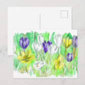 Paarse Crocus Flowers Forest Floor Spring Art Briefkaart (Voorkant / Achterkant)