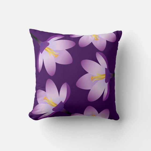 Paarse Crocus Flowers Kussen (Voorkant)
