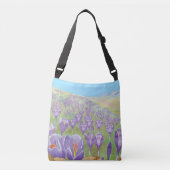 Paarse Crocus Flowers op Spring Hill Illustratie Crossbody Tas (Voorkant)