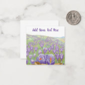 Paarse Crocus Flowers op Spring Hill  Notitiekaartje (Voorkant / Achterkant in situ)