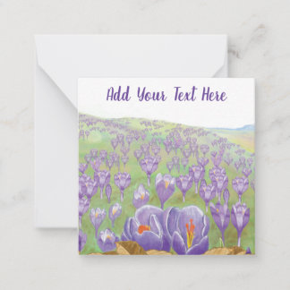 Paarse Crocus Flowers op Spring Hill  Notitiekaartje