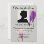 Paarse crocus-herdenkingsuitnodiging kaart (Voorkant)