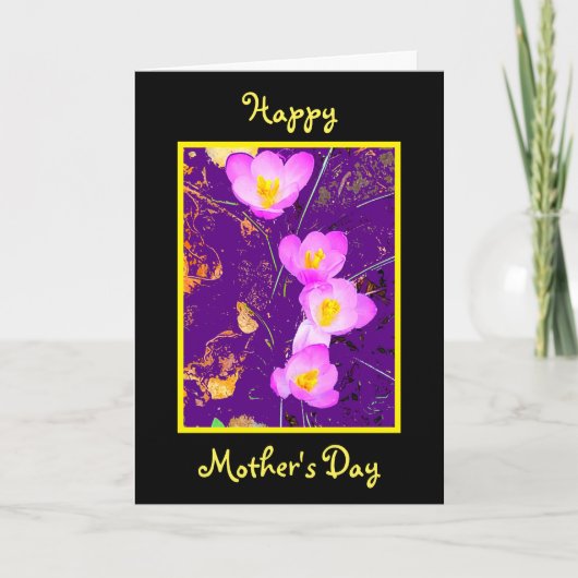 Paarse Crocus Moederdag Kaart (Voorkant)