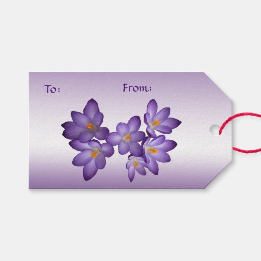 Paarse Crocus Pack met cadeautjes Labels Cadeaulabel (Voorkant (Horizontaal))