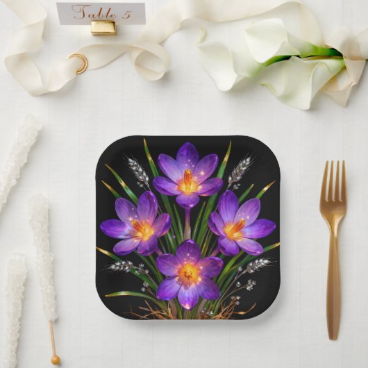Paarse Crocus Trouwbord Papieren Bordje (Huwelijk)
