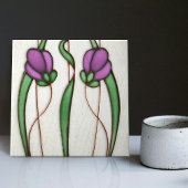 Paarse Crocus Wall Decor Art Nouveau Art Deco Tegeltje