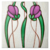 Paarse Crocus Wall Decor Art Nouveau Art Deco Tegeltje (Voorkant)