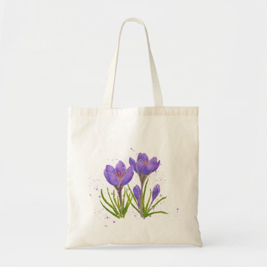 Paarse Crocus Waterverf Illustratie Tote Bag (Voorkant)