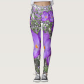 Paarse Crocuses Spring Flowers Leggings (Voorkant)