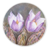 PAARSE CROCUSSEN CERAMIC KNOB KERAMISCHE KNOP (Voorkant)
