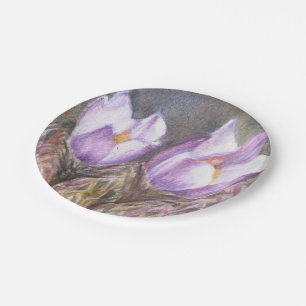 PAARSE CROCUSSEN PAPIEREN BORDJE